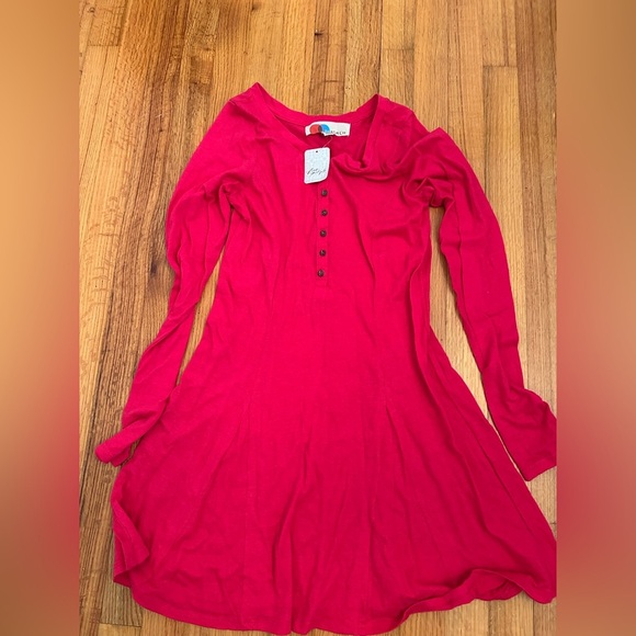 Free People FP Beach Womens Long Sleeve Miles of Beach Henley Mini Dress  S(v) - Picture 4 of 12
